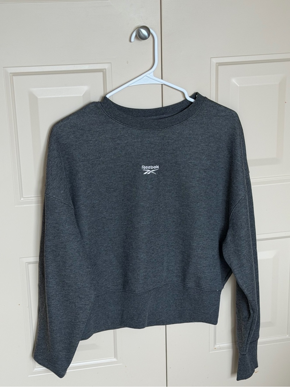 Reebok Dark Gray Cropped Crewneck Sweatshirt